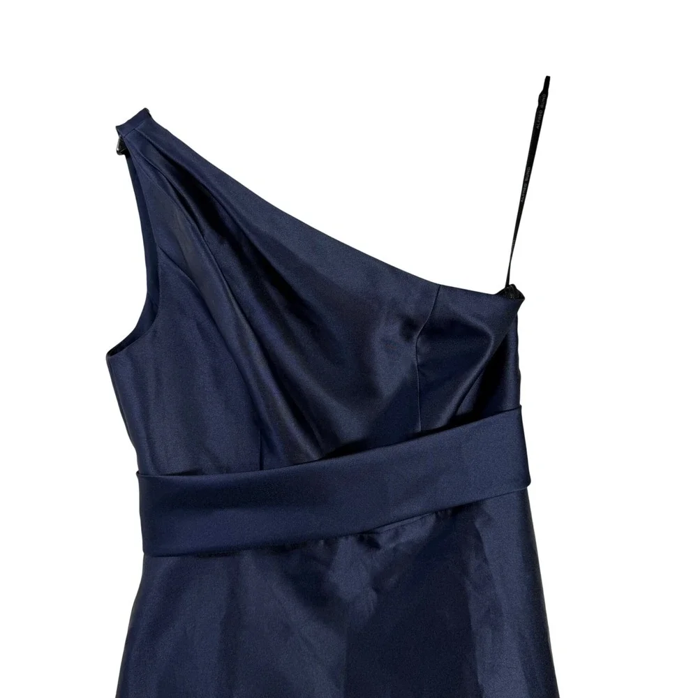 Alfred Sung One Shoulder Formal Gown Midnight Blue Maxi Dress 6 NWT Bridesmaid - Picture 3 of 8